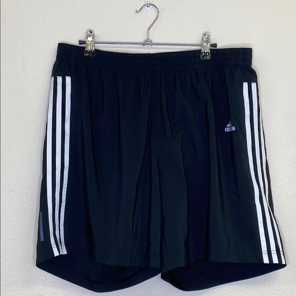 Adidas Black and White Athletic Shorts with Classic Stripes Men's XL